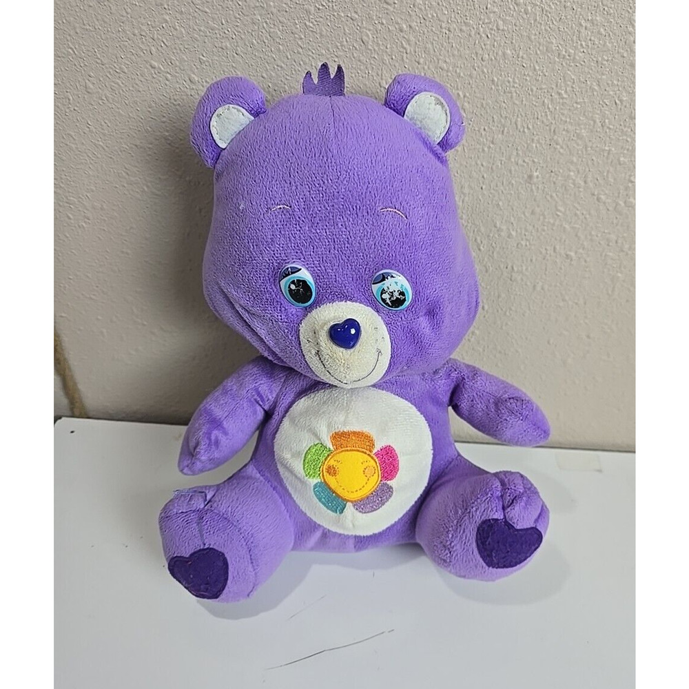 Vintage Kellytoy Care Bear Harmony Bear Purple Soft Cuddle Plush Stuffed Toy 11"